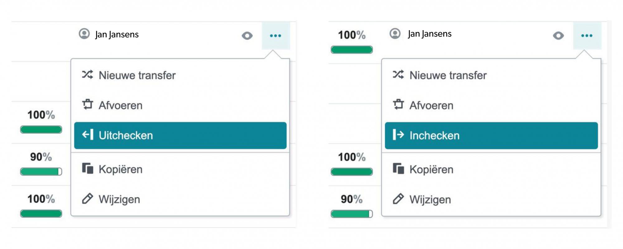 Feature flessen in- en uitchecken in Climapulse Service software