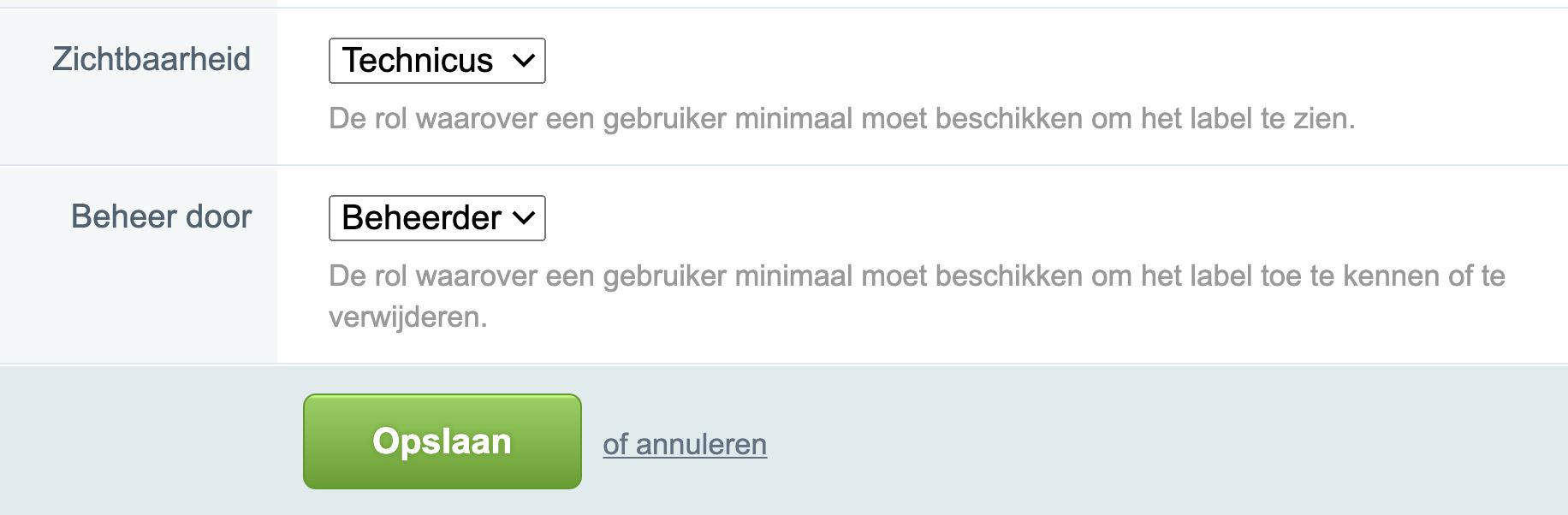 Labels zichtbaarheid