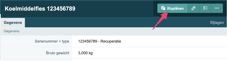 Koelmiddelfles registreren